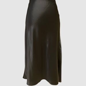 Rachel Zoe Black Satin Sheen Pull On Slip Casual Office Midi Skirt- Size- 4